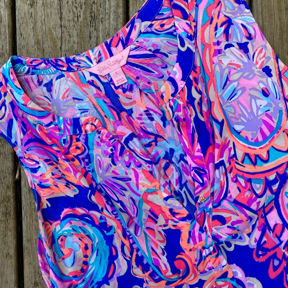 Lilly Pulitzer Blue Currant Drop Me a Lime Stacey Top | Size S - Picture 4 of 4